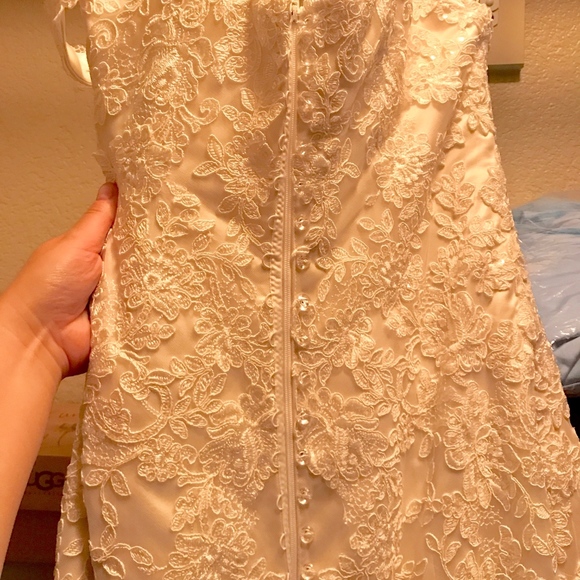 Ivory Lace Fit and Flare Wedding Dress - Picture 4 of 6